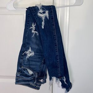 American eagle super high rise women’s jean with patches